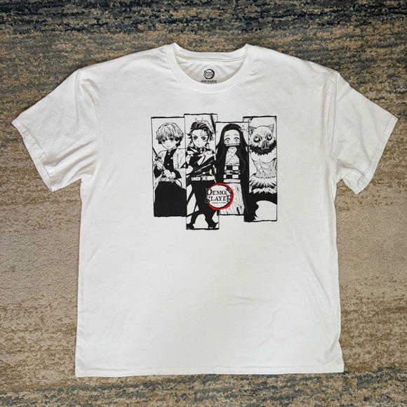 Demon Slayer Anime Manga Adult Short Sleeve White Tee T-Shirt - Picture 1 of 5